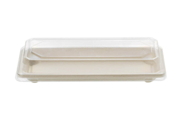 Sugarcane Sushi Trays N.6 and Transparent PET Lid | TESSERA Bio Products®