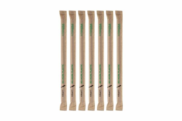 Paper Straws FSC® Kraft Flexible Ø 0.6x21 cm Wrapped 1/1 | TESSERA Bio Products®