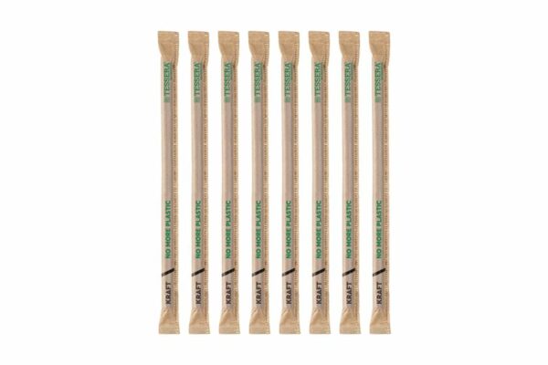 Paper Straws FSC® Kraft Straight Ø 0.8x21 cm Wrapped 1/1 | TESSERA Bio Products®
