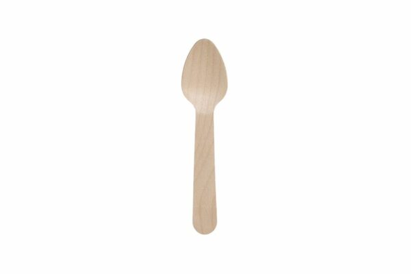 Oval Wooden Dessert Spoons FSC® Wrapped 1/1 11 cm. | TESSERA Bio Products®