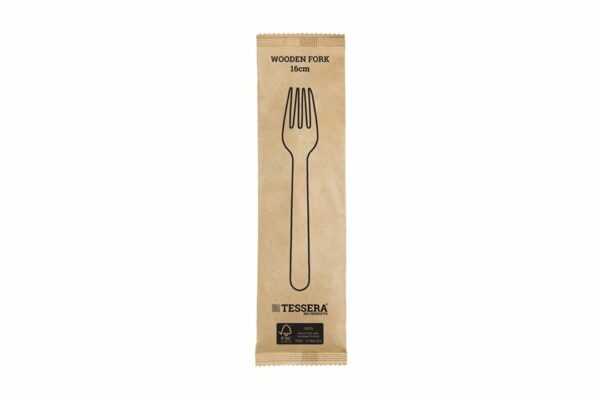 Wooden Forks FSC® 16 cm. Wrapped 1/1 | Tessera Sustainable Packaging®