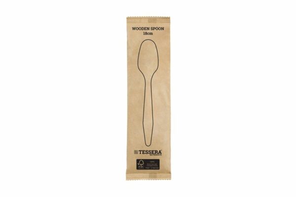 Wooden Spoons FSC® 18 cm. Wrapped 1/1 | TESSERA Bio Products®