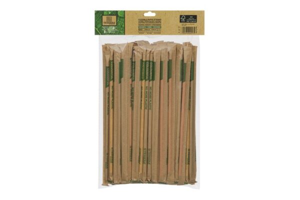 Flexible Paper Straws in 5 Colors Ø 0.6 cm x 21 cm FSC, Wrapped 1/1 (100 pieces) | TESSERA Bio Products®