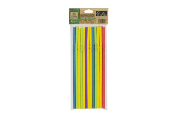 Flexible Paper Straws FSC® in 5 Colors Ø 0.6 x 21 cm. (25 pieces) | TESSERA Bio Products®