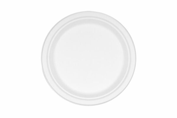 Round White Sugarcane Plate Ø 23 cm. (10 pieces) | TESSERA Bio Products®