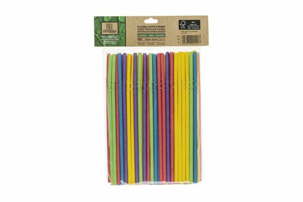 Flexible Paper Straws FSC® in 5 Colors Ø 0.6 x 21 cm. (100 pieces) | TESSERA Bio Products®