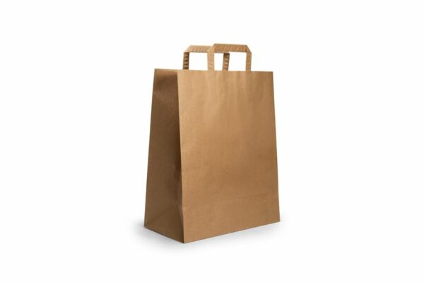 Kraft Paper Bags with Reinforced Inner Handles 22 x 12 x 28 cm. | TESSERA Bio Products®