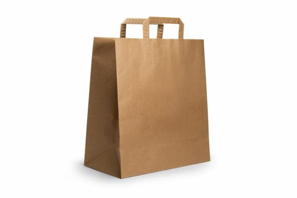 Kraft Paper Bags with Reinforced Inner Handles 32 x 21 x 33 cm. | TESSERA Bio Products®