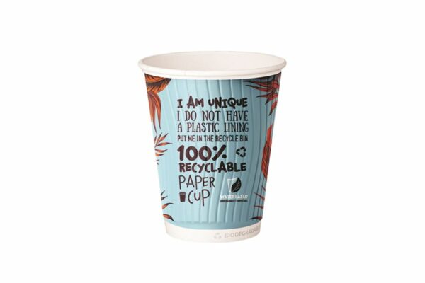 Double Wall Waterbased Paper Cups Nature Design 12oz 90 mm | TESSERA Bio Products®