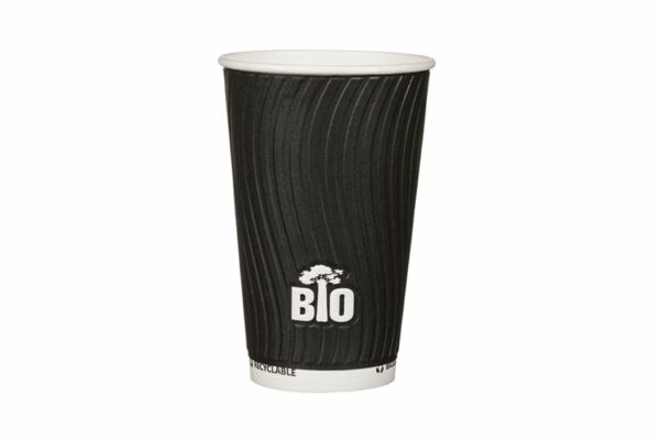 Double Wall Waterbased Paper Cups Black Bio Tree 16oz | TESSERA Bio Products®