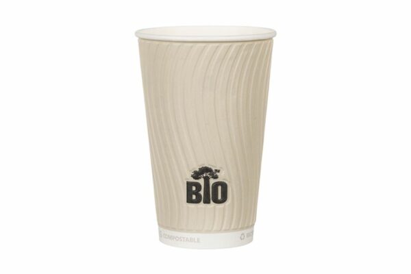 Double Wall Waterbased Paper Cups Grey Bio Tree 16oz | TESSERA Bio Products®