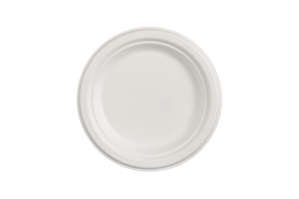 Round White Sugarcane Plate Ø 23 cm. (10 pieces) | TESSERA Bio Products®