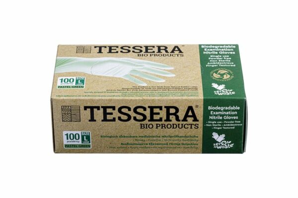 Bιοδιασπώμενα Γάντια Νιτριλίου Πράσινα χωρίς Πούδρα MDR CAT I / PPE CAT III - Large | TESSERA Bio Products®