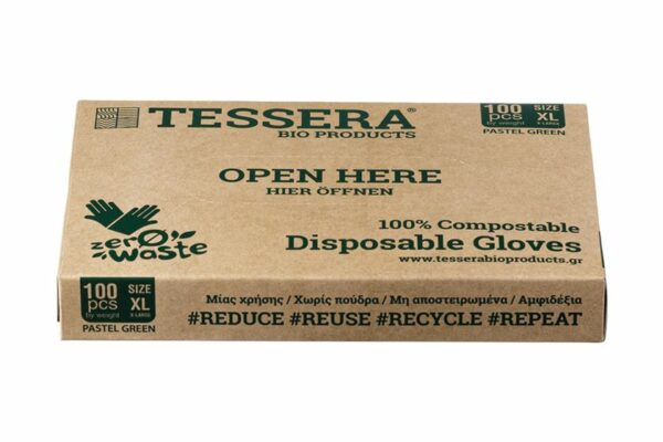 Κομποστοποιήσιμα Γάντια Διάφανα χωρίς Πούδρα - Extra Large | TESSERA Bio Products®