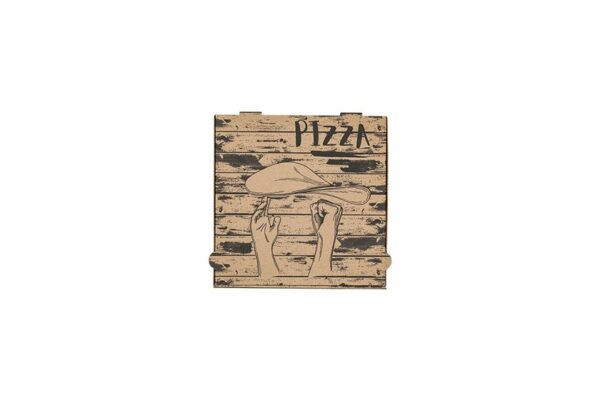 Kraft Paper Pizza Boxes Pizza Hands Design FSC®22x22x4cm. | TESSERA Bio Products®