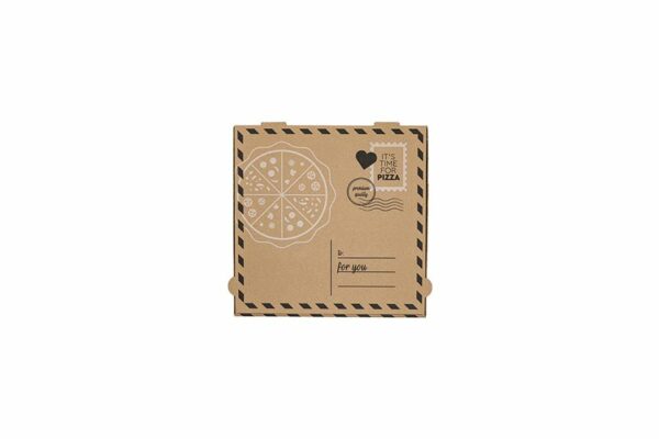 Χάρτινα Κουτιά Πίτσας Kraft FSC® σχέδιο "Letter" 22x22x4cm. | TESSERA Bio Products®