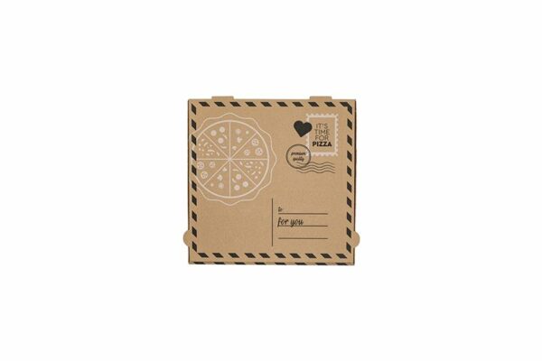 Χάρτινα Κουτιά Πίτσας Kraft FSC® σχέδιο "Letter" 24x24x4cm. | TESSERA Bio Products®