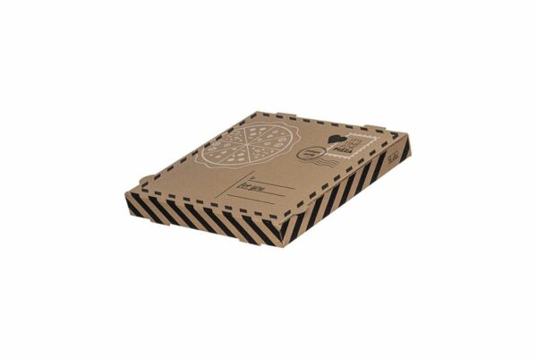 Kraft Paper Pizza Boxes Letter Design FSC® 24x24x4cm. | TESSERA Bio Products®