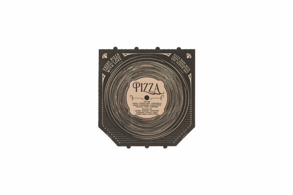 Kraft Paper Pizza Boxes Vinyl Disc Design 26x26x4 cm. | TESSERA Bio Products®