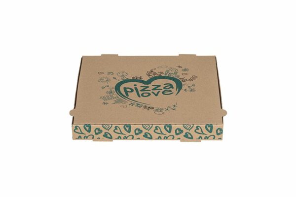 Kraft Paper Pizza Boxes"Pizza Love" Design FSC® 26x26x4cm | TESSERA Bio Products®