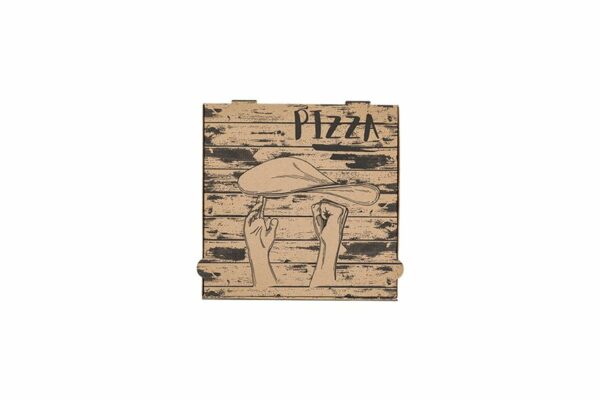 Kraft Paper Pizza Boxes Pizza Hands FSC® 26x26x4cm | TESSERA Bio Products®