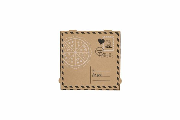 Χάρτινα Κουτιά Πίτσας Kraft FSC® σχέδιο "Letter" 26x26x4cm. | TESSERA Bio Products®