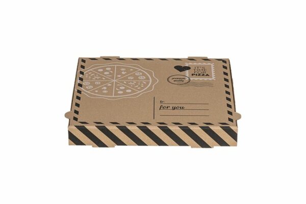Χάρτινα Κουτιά Πίτσας Kraft FSC® σχέδιο "Letter" 28x28x4cm. | TESSERA Bio Products®