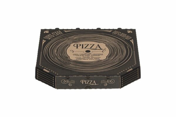 Χάρτινα Κουτιά Πίτσας Kraft σχέδιο "Δίσκος Βινυλίου" 29x29x4 cm. | TESSERA Bio Products®