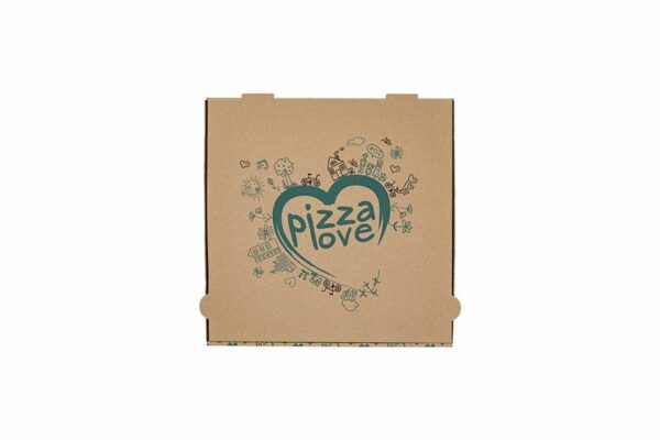 Kraft Paper Pizza Boxes "Pizza Love" Design FSC® 30x30x4cm. | TESSERA Bio Products®
