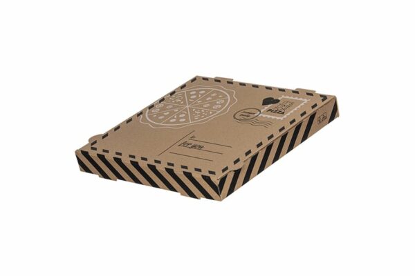 Kraft Paper Pizza Boxes Letter DesignFSC® 30x30x4cm. | TESSERA Bio Products®