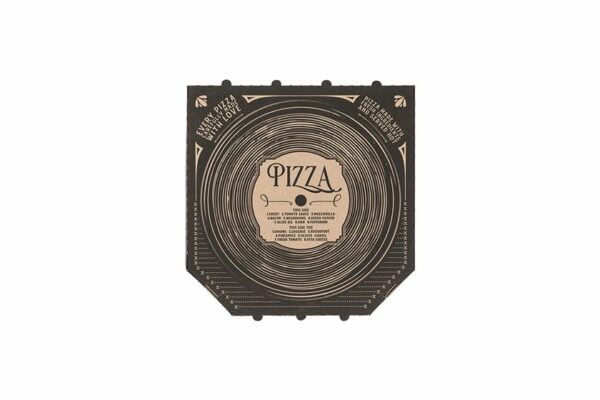 Kraft Paper Pizza Boxes Vinyl Disc Design 31x31x4.2 cm. | TESSERA Bio Products®