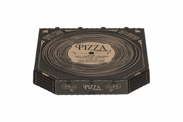 Kraft Paper Pizza Boxes FSC® Vinyl Disc Design 31x31x4.2 cm. | TESSERA Bio Products®