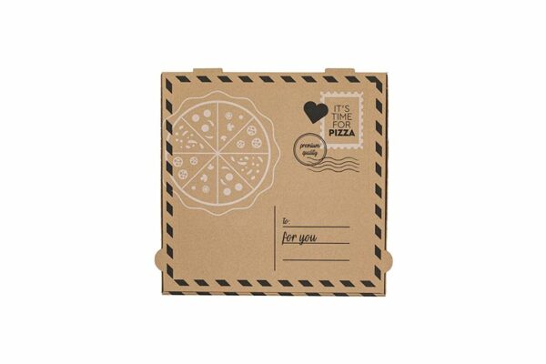 Χάρτινα Κουτιά Πίτσας Kraft FSC® σχέδιο "Letter" 33x33x4cm. | TESSERA Bio Products®