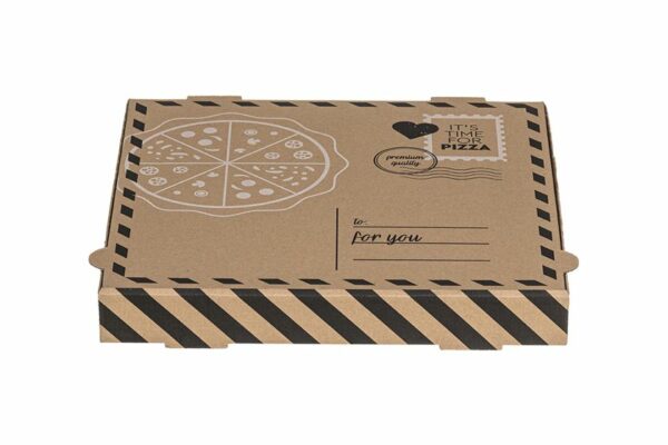 Kraft Paper Pizza Boxes Letter Design FSC®36x36x4.2cm. | TESSERA Bio Products®