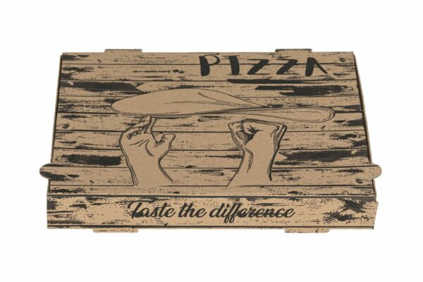 Kraft Paper Pizza Boxes Pizza Hands Design FSC® 40x40x4.2cm. | TESSERA Bio Products®