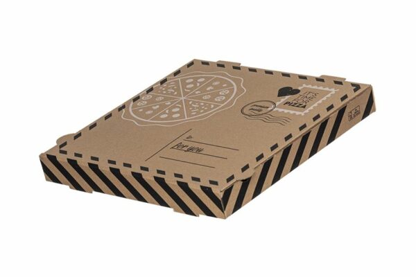 Χάρτινα Κουτιά Πίτσας Kraft FSC® σχέδιο "Letter" 40x40x4.2cm. | TESSERA Bio Products®