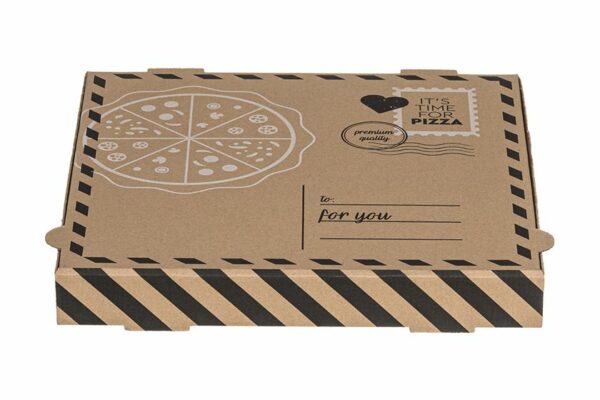 Kraft Paper Pizza Boxes Letter Design FSC® 42x42x4cm | TESSERA Bio Products®