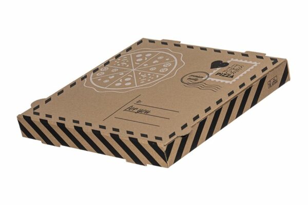 Kraft Paper Pizza Boxes Letter Design FSC® 44x44x4.2cm. | TESSERA Bio Products®