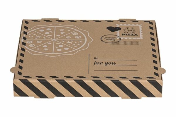 Χάρτινα Κουτιά Πίτσας Kraft FSC® σχέδιο "Letter" 44x44x4.2cm. | TESSERA Bio Products®