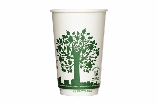 Χάρτινα Waterbased Ποτήρια Διπλού Τοιχώματος Σχέδιο Green City 16oz | TESSERA Bio Products®
