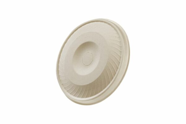 Sugarcane Flat Lids with Stripes in Natural Colour Ø 90mm. | TESSERA Bio Products®