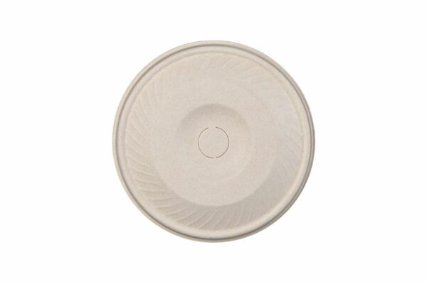 Sugarcane Flat Lids with Stripes in Natural Colour Ø 90mm. | TESSERA Bio Products®