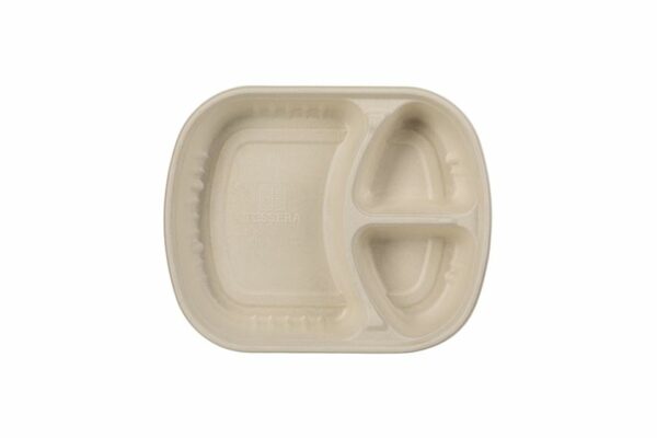M/W Sugarcane Food Containers 3-compartments No.129 | TESSERA Bio Products®