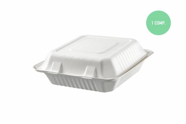 Σκεύη Φαγητού Ζαχαροκάλαμο με Ενσωματωμένο Καπάκι 23x23 cm. | Tessera Sustainable Packaging®