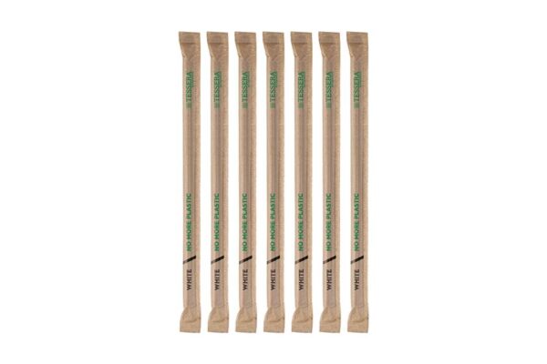 Paper Straws FSC® White Straight Ø 0.5x21cm Wrapped 1/1 | TESSERA Bio Products®