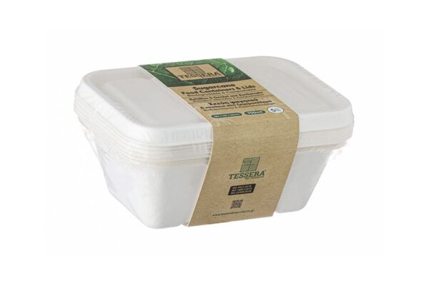 Sugarcane M/W Food Containers & Sugarcane Lids 750ml ( 5 pieces) | TESSERA Bio Products®