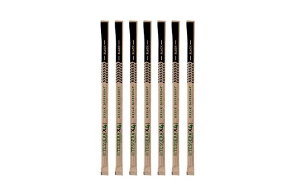 Paper Straws 4x4 FSC® Black Straight 0.43x19 cm. Wrapped 1/1 | TESSERA Bio Products®