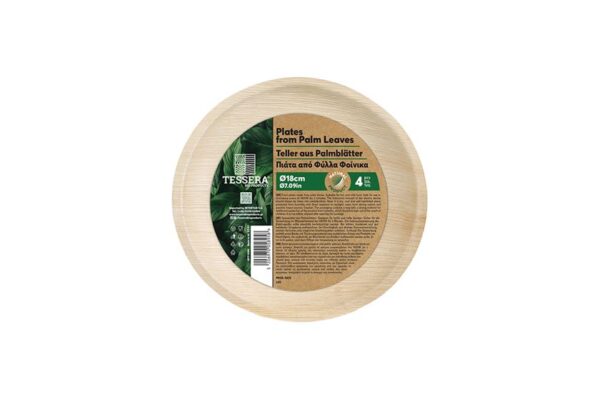 Στρογγυλά Πιάτα Φύλλα Φοίνικα Ø 18cm. (4 τεμάχια) | TESSERA Bio Products®