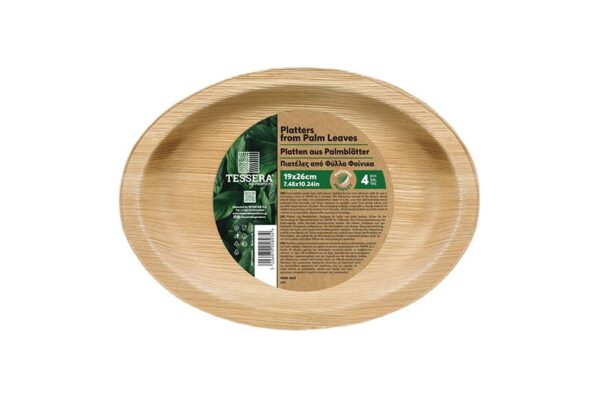 Palm Leaf Oval Platters 19x26 cm. (4 pieces) | TESSERA Bio Products®