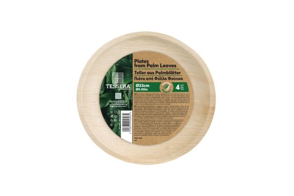 Στρογγυλά Πιάτα Φύλλα Φοίνικα Ø 23cm. (4 τεμάχια) | TESSERA Bio Products®